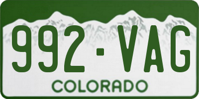 CO license plate 992VAG