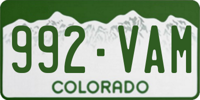 CO license plate 992VAM
