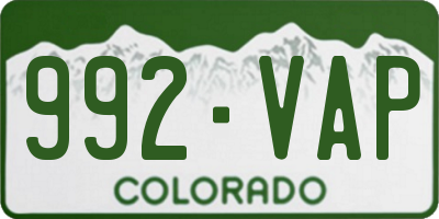 CO license plate 992VAP