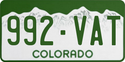 CO license plate 992VAT