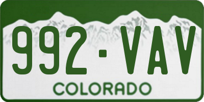 CO license plate 992VAV