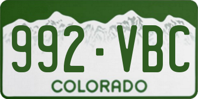 CO license plate 992VBC