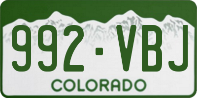 CO license plate 992VBJ