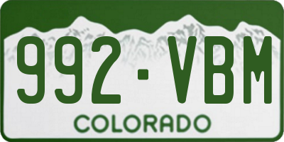 CO license plate 992VBM