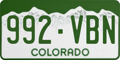 CO license plate 992VBN