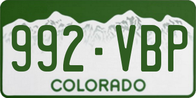 CO license plate 992VBP