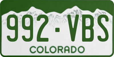 CO license plate 992VBS