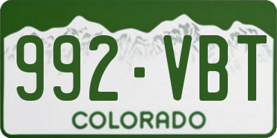 CO license plate 992VBT