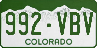 CO license plate 992VBV