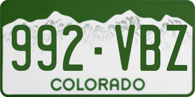 CO license plate 992VBZ