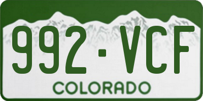 CO license plate 992VCF