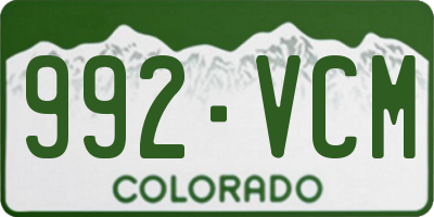 CO license plate 992VCM