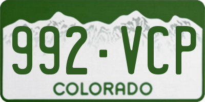 CO license plate 992VCP
