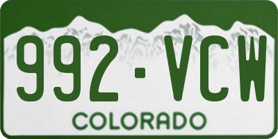 CO license plate 992VCW