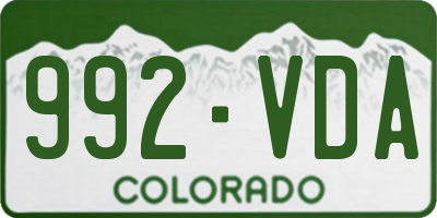 CO license plate 992VDA