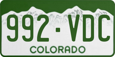 CO license plate 992VDC