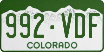 CO license plate 992VDF