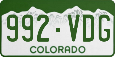 CO license plate 992VDG