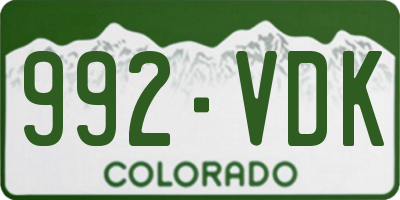 CO license plate 992VDK