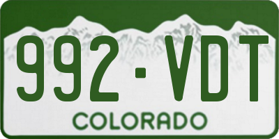 CO license plate 992VDT