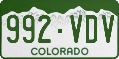 CO license plate 992VDV