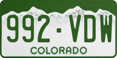 CO license plate 992VDW