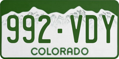 CO license plate 992VDY
