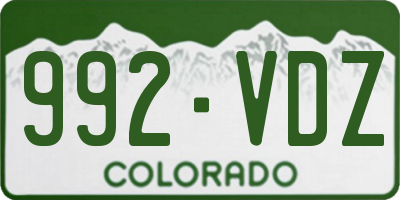 CO license plate 992VDZ