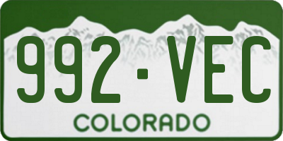 CO license plate 992VEC