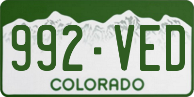CO license plate 992VED