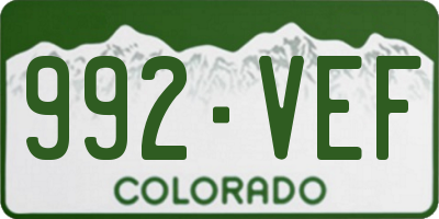 CO license plate 992VEF