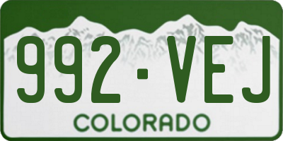 CO license plate 992VEJ