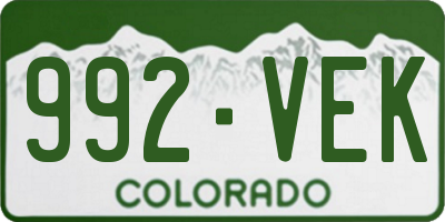CO license plate 992VEK