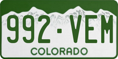 CO license plate 992VEM