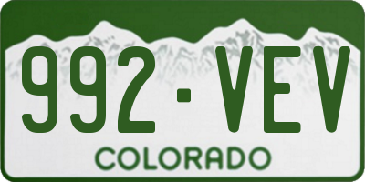 CO license plate 992VEV