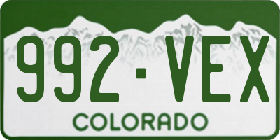 CO license plate 992VEX