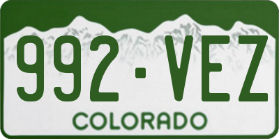 CO license plate 992VEZ