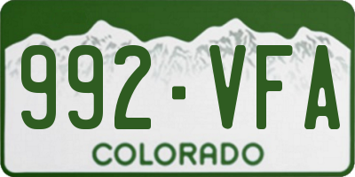 CO license plate 992VFA