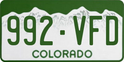CO license plate 992VFD