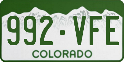 CO license plate 992VFE