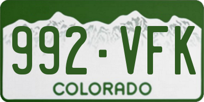 CO license plate 992VFK