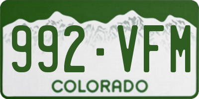CO license plate 992VFM