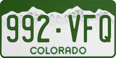 CO license plate 992VFQ