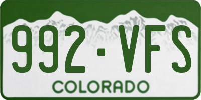 CO license plate 992VFS