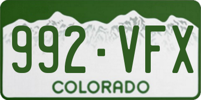 CO license plate 992VFX