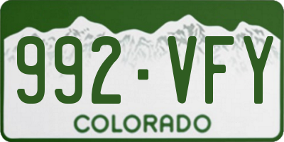 CO license plate 992VFY