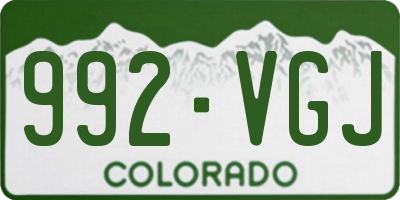 CO license plate 992VGJ