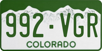 CO license plate 992VGR
