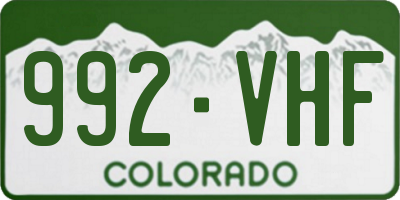CO license plate 992VHF