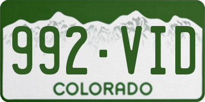 CO license plate 992VID